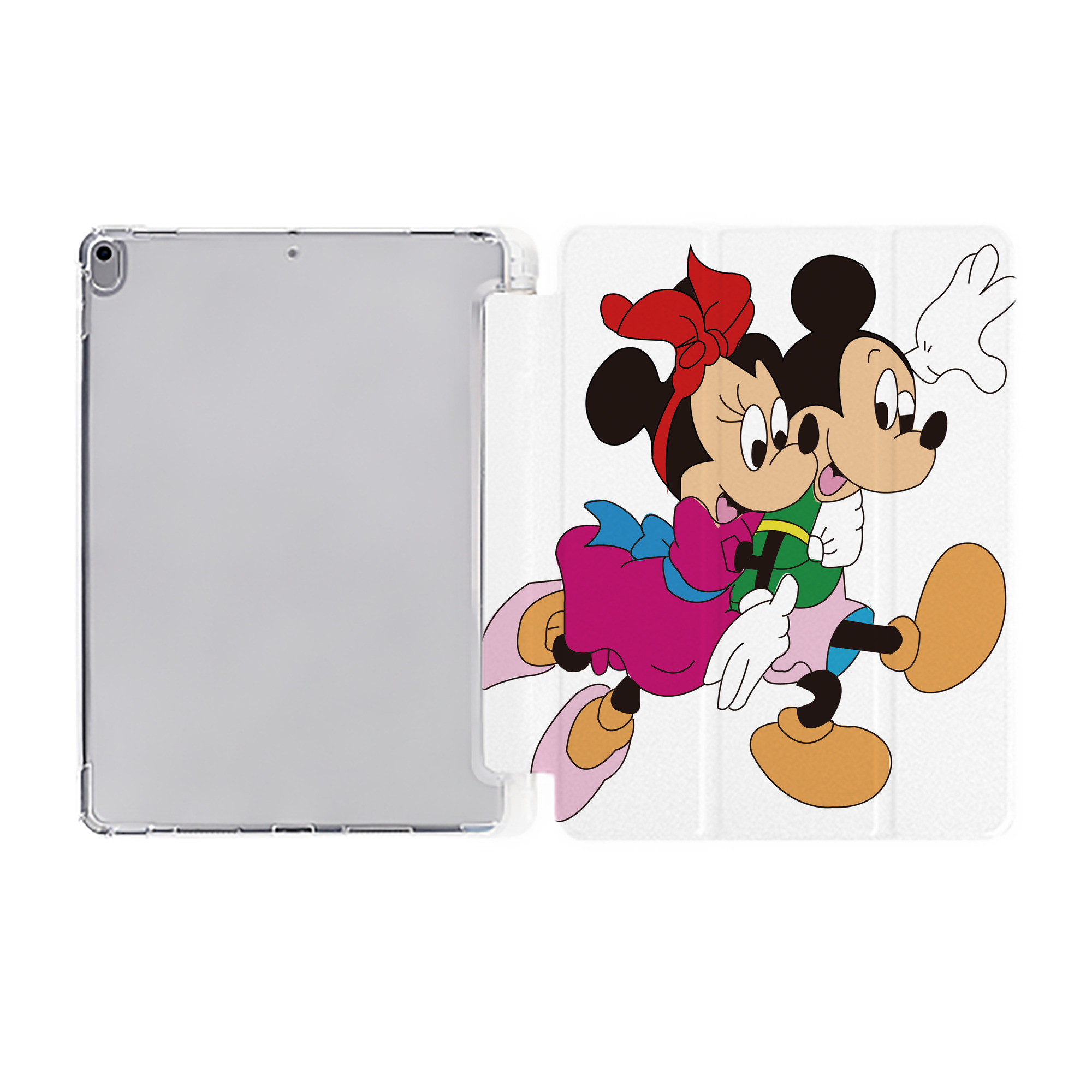 ミッキーマウス Mickey Mouse IPad ケース ペン収納付き 三つ折りスタンド PUレザー×シリコン 対応機種9.5/10.5/10.9インチ